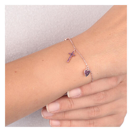 Armband Kreuz Herz Zirkon AMEN aus Silber 925 4