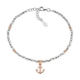 Bracelet AMEN ancre rosé perles argent 925 rhodié