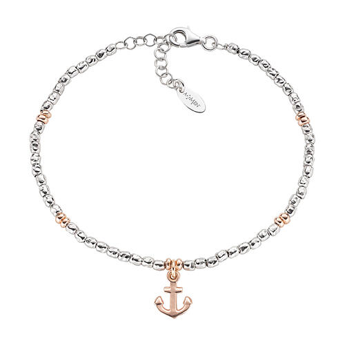 Bracelet AMEN ancre rosé perles argent 925 rhodié 1