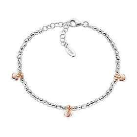 AMEN bracelet with heart-shaped charm, rhodium-plated and rosé 925 silver