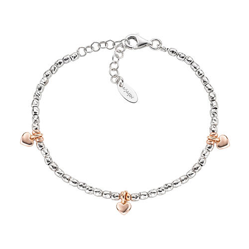AMEN bracelet with heart-shaped charm, rhodium-plated and rosé 925 silver 1