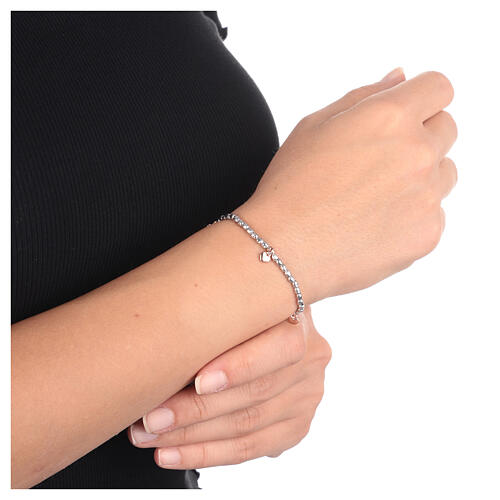 AMEN bracelet with heart-shaped charm, rhodium-plated and rosé 925 silver 2