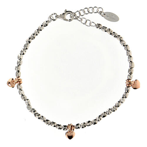AMEN bracelet with heart-shaped charm, rhodium-plated and rosé 925 silver 3