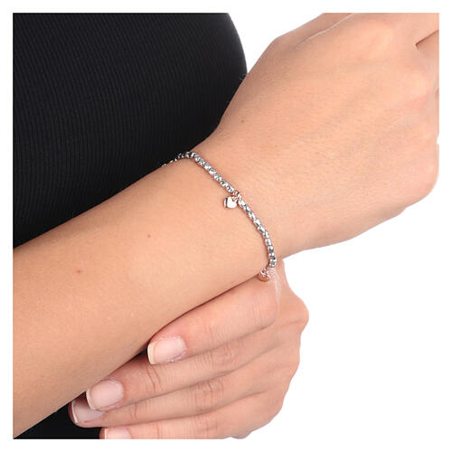AMEN bracelet with heart-shaped charm, rhodium-plated and rosé 925 silver 4