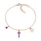 AMEN bracelet with purple zircon charm, purple zircon cross and pearl, 925 silver s1