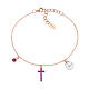 Rose bracelet pearl and cross with cubic zirconia AMEN 925 silver s1