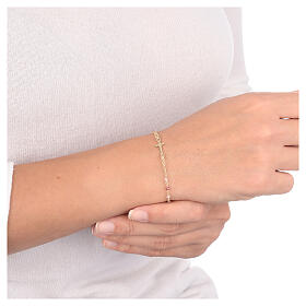 Virgin bracelet with amaranth crystals AMEN 925 silver golden finish
