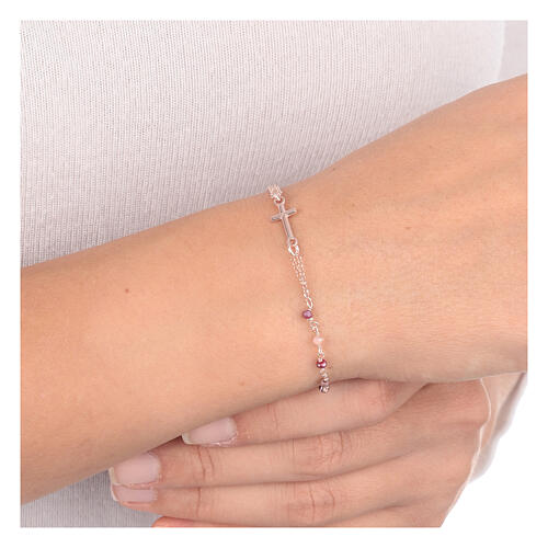 Armband aus 925er Silber von AMEN mit amaranthfarbenen Kristallen und Rosè-Finish 4