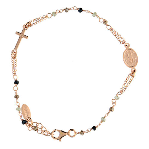 AMEN bracelet with smoky crystals and Miraculous Medal, rosé 925 silver 3