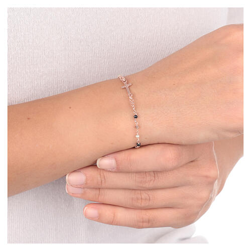 AMEN bracelet with smoky crystals and Miraculous Medal, rosé 925 silver 4