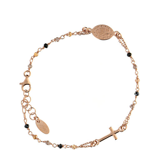 AMEN bracelet with gold and black crystals and Miraculous Medal, rosé 925 silver 3