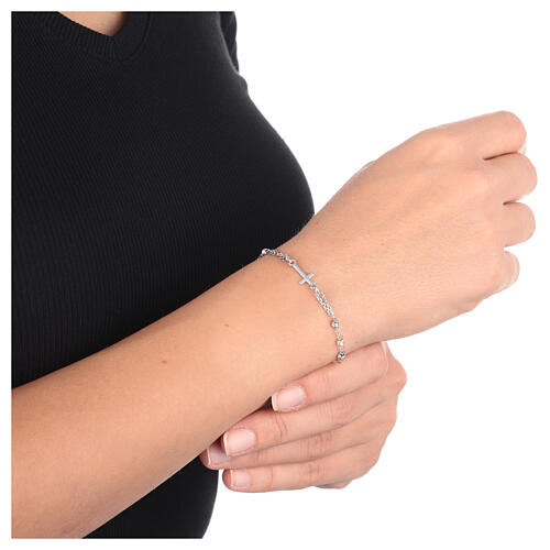 AMEN bracelet with gold silver and rosé beads, rhodium-plated 925 silver 2