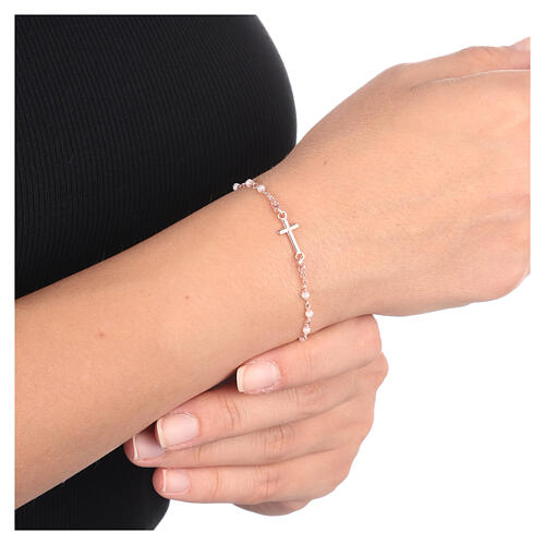 AMEN bracelet with white crystals and Miraculous Medal, rosé 925 silver 4
