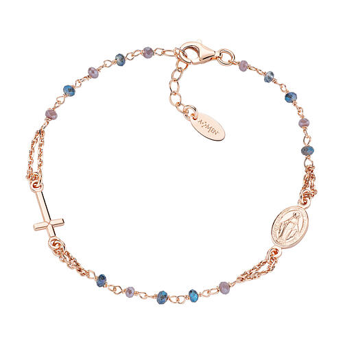 925er Silber Armband mit AMEN Kristallen mit Rosé-Finish 1