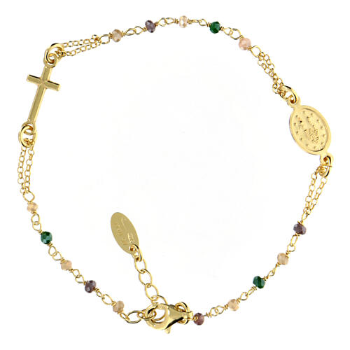AMEN Armband mit mehrfarbigen Kristallen aus 925er Silber und vergoldetem Finish 3
