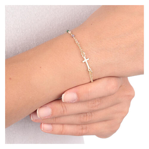 AMEN Armband mit mehrfarbigen Kristallen aus 925er Silber und vergoldetem Finish 4