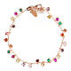 AMEN bracelet with multicoloured round zircon charms, rosé finish s3