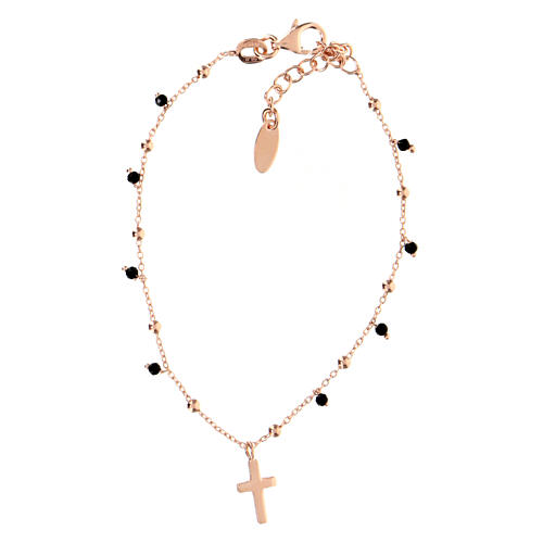 Armband Roségold mit schwarzen Zirkonia und Kreuz AMEN 3