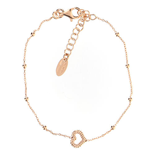 AMEN rosé bracelet with beads and heart with rope pattern 3