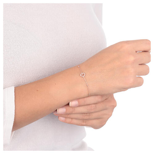 Bracelet AMEN avec coeur effet corde, finition rosée 2