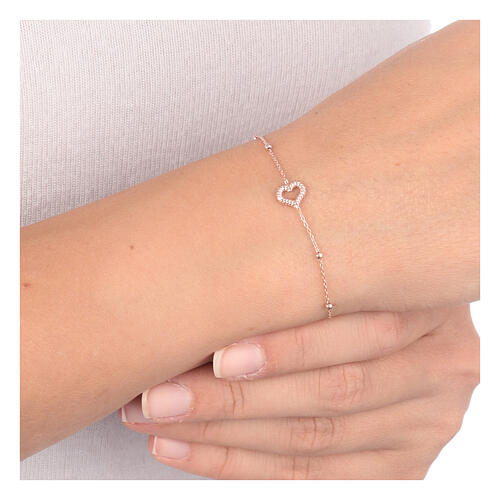 Bracciale Cuore effetto corda Sfere AMEN finitura rosé 4