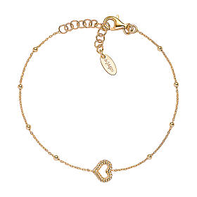 Heart bracelet with rope effect AMEN beads golden finish