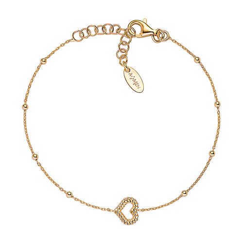 Heart bracelet with rope effect AMEN beads golden finish 1