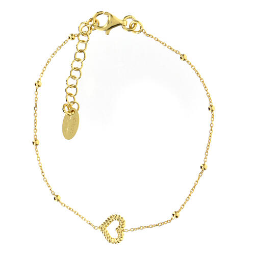 Heart bracelet with rope effect AMEN beads golden finish 3