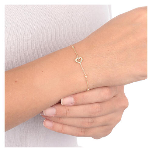 Heart bracelet with rope effect AMEN beads golden finish 4
