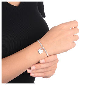 AMEN bracelet with round beads and heart-shaped charm, 925 silver