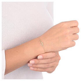 AMEN bracelet with intertwined hearts, gold plated 925 silver