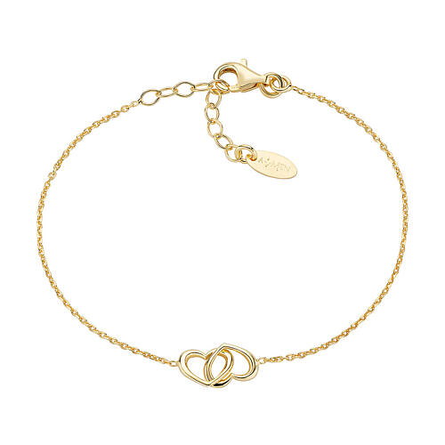 AMEN bracelet with intertwined hearts, gold plated 925 silver 1