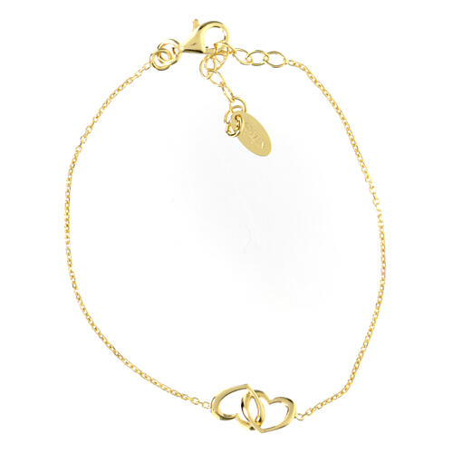 AMEN bracelet with intertwined hearts, gold plated 925 silver 3
