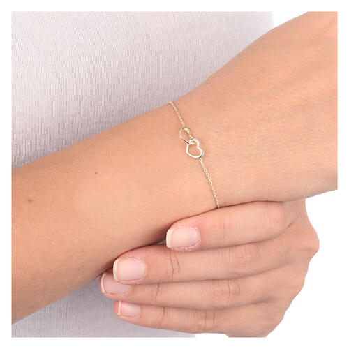 AMEN bracelet with intertwined hearts, gold plated 925 silver 4