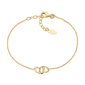 AMEN intertwined hearts bracelet in 925 silver GOLD finish