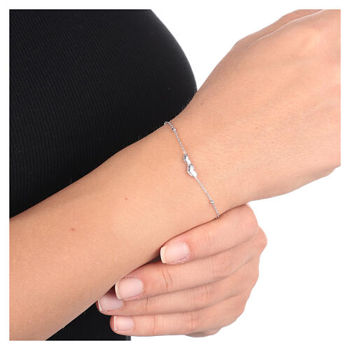 AMEN bracelet with double heart, rhodium-plated finish 4