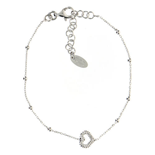 AMEN rhodium-plated bracelet with beads and heart with rope pattern 3
