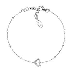 Heart bracelet rope effect AMEN spheres fin. rhodium plated