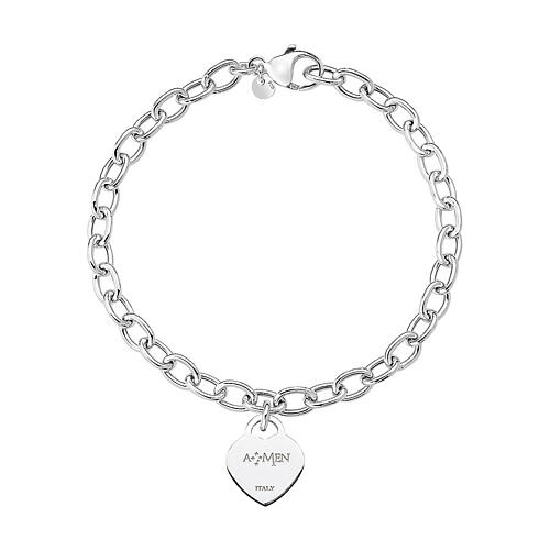 Pulsera Corazón cadena gruesa AMEN plata 925 1