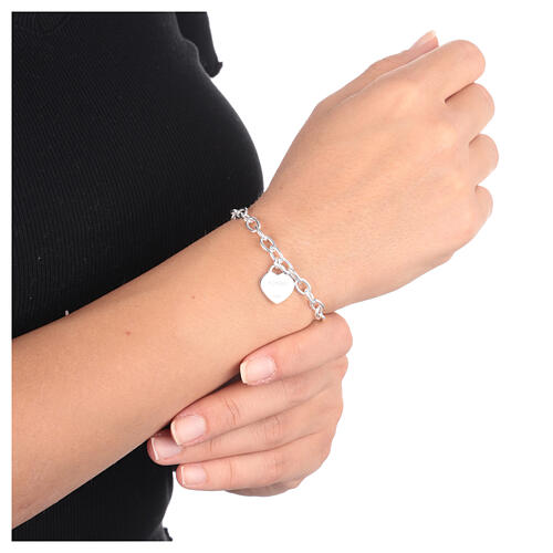 Bracciale Cuore catena grossa AMEN argento 925  2