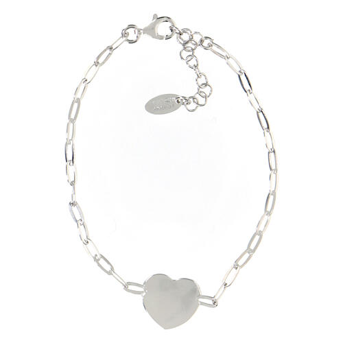 Bracelet AMEN avec coeur et chaîne mailles allongées, argent 925 rhodié 3