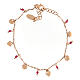 AMEN bracelet with red crystals and small heart-shaped charms, rosé finish s3