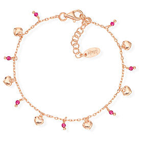 AMEN rosé alternating red crystal hearts bracelet