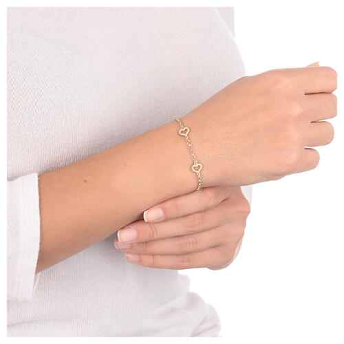 AMEN gold plated bracelet with five hearts with rope pattern 2