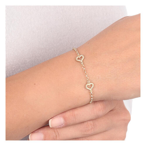 AMEN gold plated bracelet with five hearts with rope pattern 4