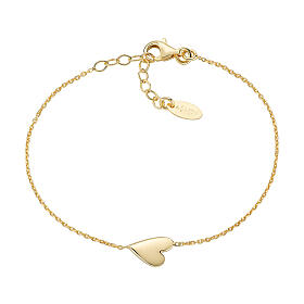 Bracelet AMEN avec coeur irrégulier horizontal, argent 925 doré