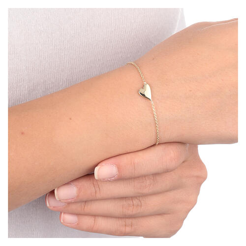 Bracelet AMEN avec coeur irrégulier horizontal, argent 925 doré 2