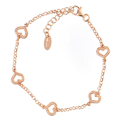 AMEN rosé bracelet with hearts with rope pattern 3