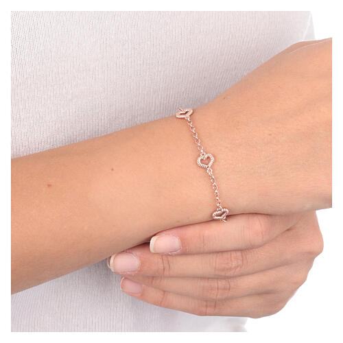 Bracciale Cuori effetto corda AMEN finitura rosata 4