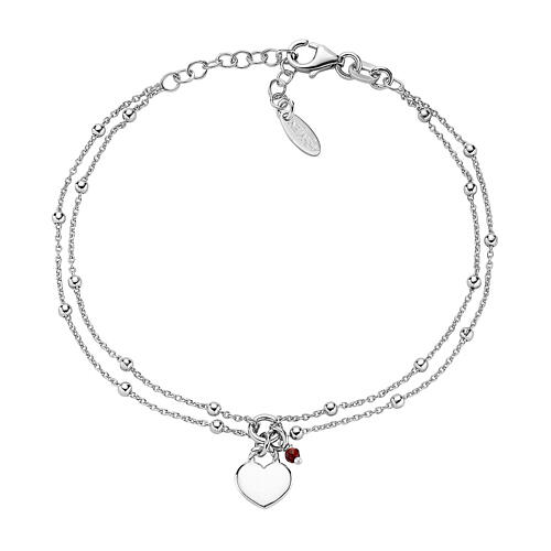 Bracciale AMEN argento 925 cuore rubino finitura rodio  1